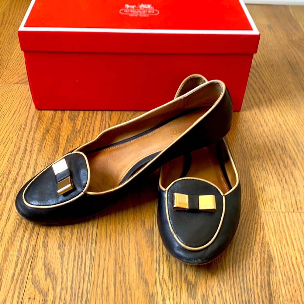 Black leather Coach Marah Flats